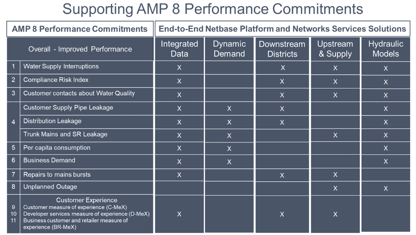 Supporting AMP 8 performance commitments from end-to-end Netbase platform and networks service solutions
